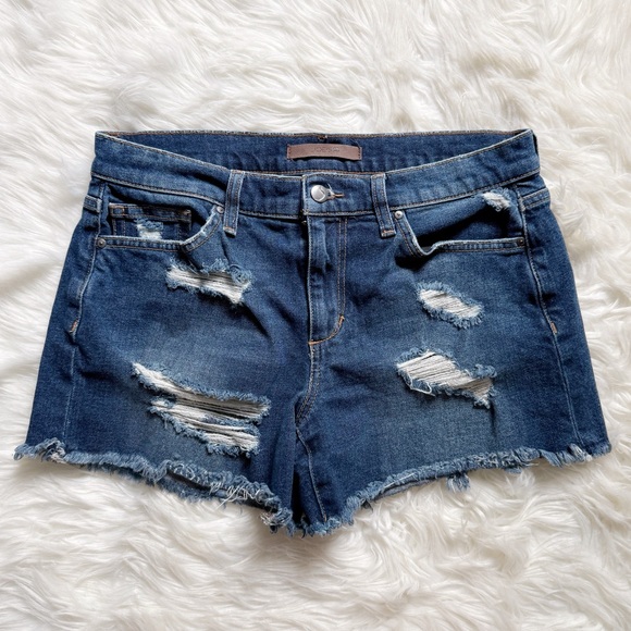 Joe’s Jeans Cut Off Short Distressed Dark Wash Denim Shorts Size 28 - Picture 1 of 9